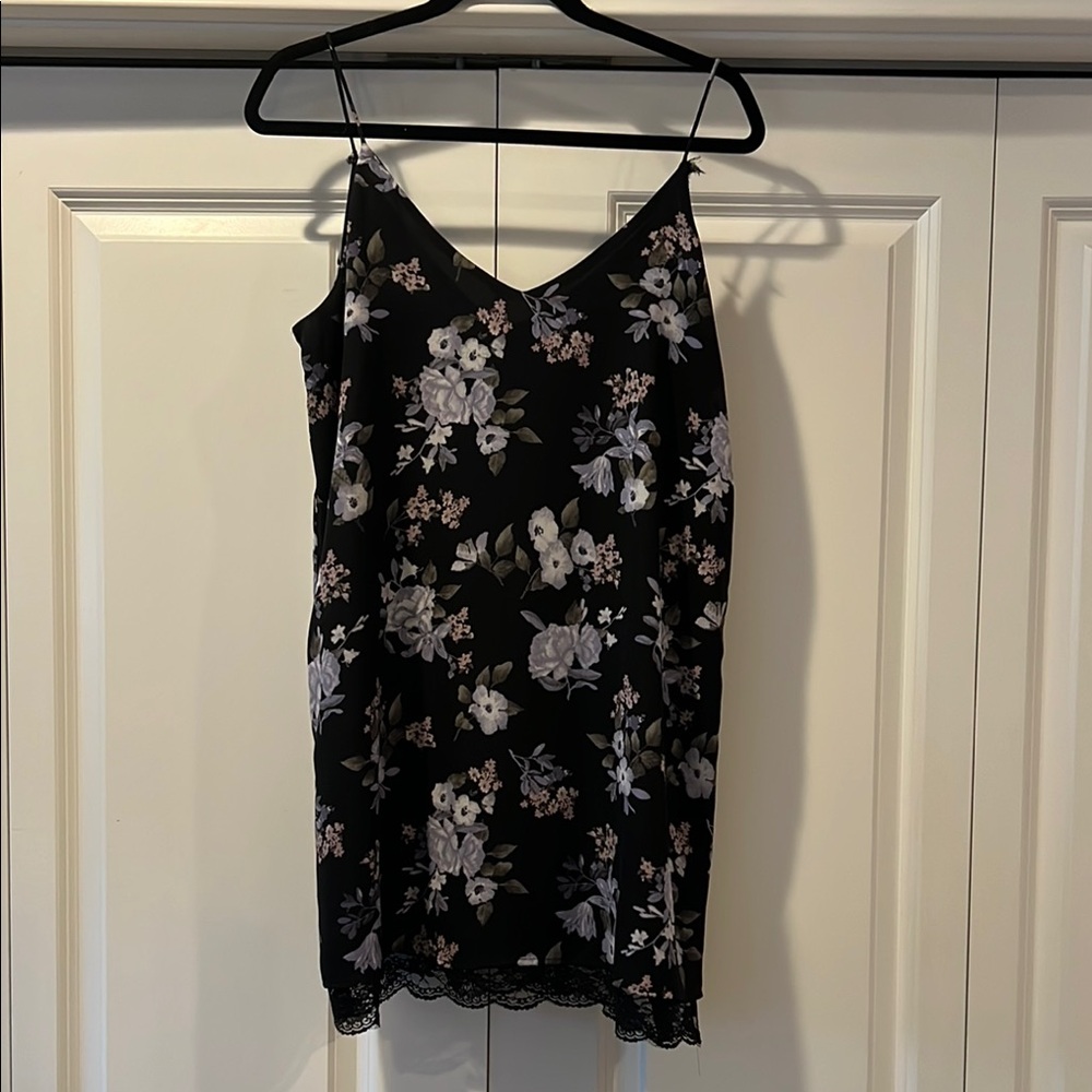Floral Black Slip Dress